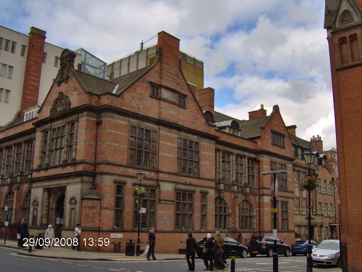 Birmingham and Midlands Institute, Margaret Street, Central Birmingham.